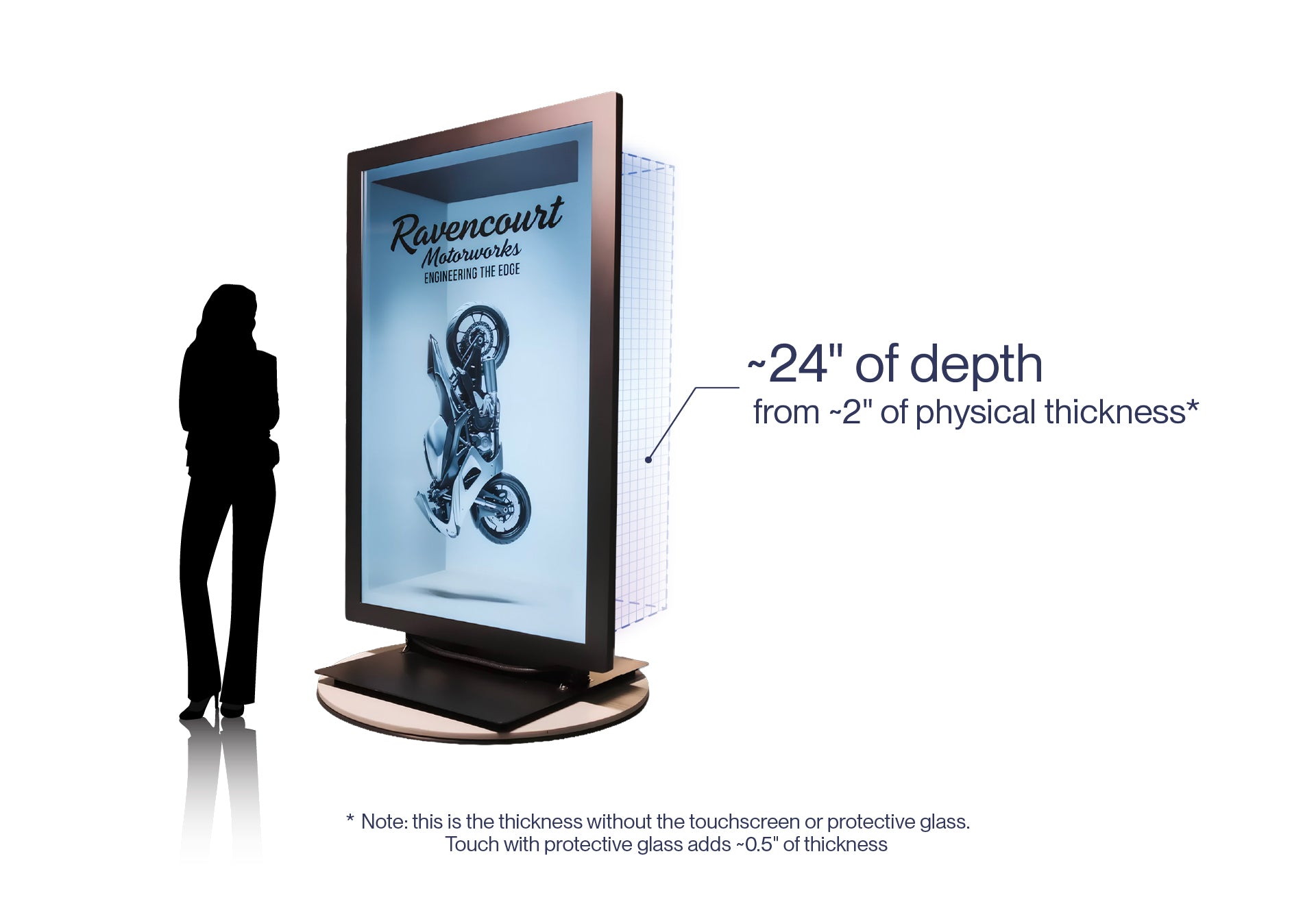 86 inch Hololuminescent Display depth diagram